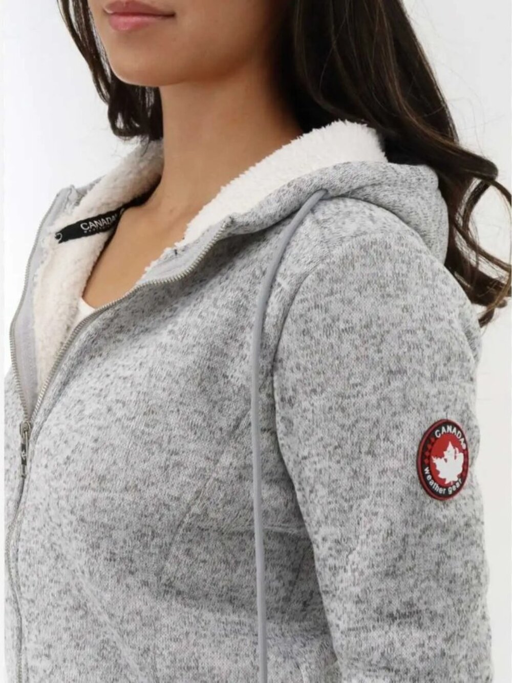 Grey Sherpa Lined Hoodie & Wide Leg Sweatpants Set